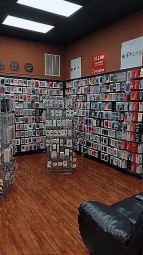 Lionz display cases with vape and smoke shop products