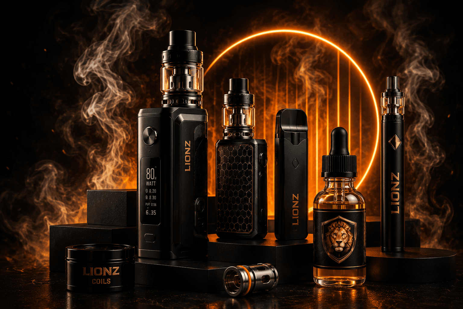 Premium vape products showcase at Lionz